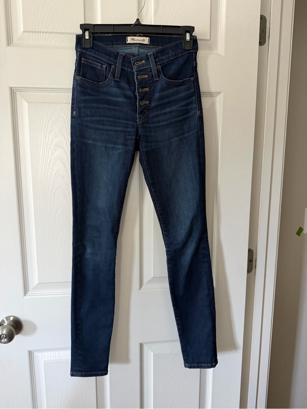 Madewell Dark Indigo High-Rise Skinny Jeans with Button Fly